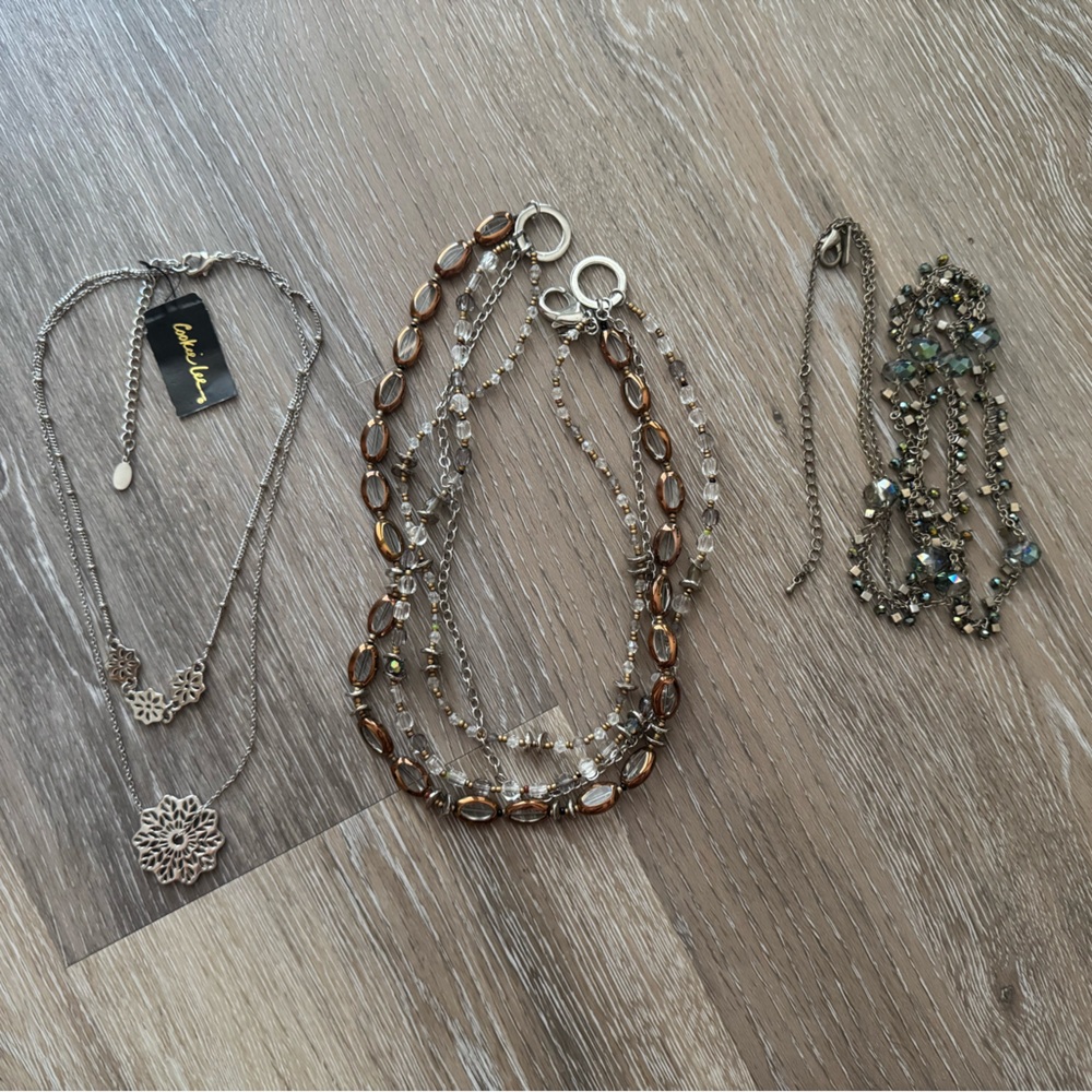 An assortment of 3 different Cookie Lee necklaces